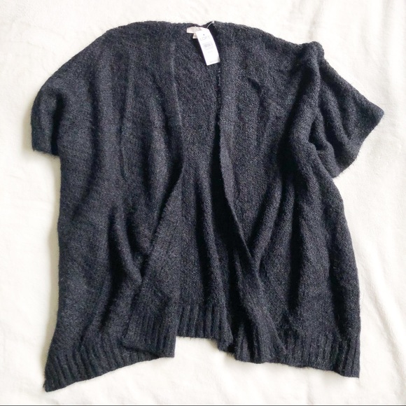 NWT Loft Black Chevron Textured Fuzzy Kimono - Picture 2 of 4